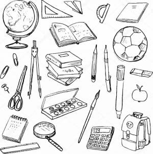 Раскраски Принадлежности для школы