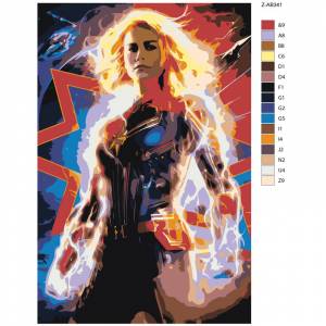 Капитан Марвел Раскраска картина по номерам на холсте Z-AB341