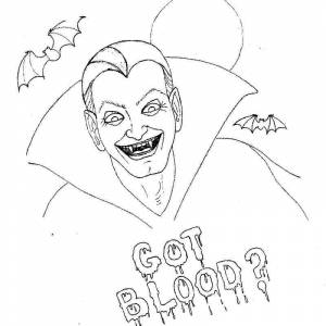 Раскраска вампир с клыками