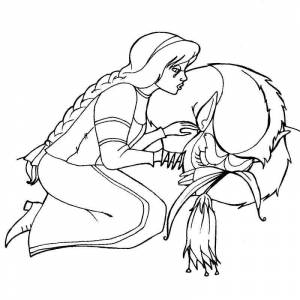 Раскраска младшая дочка из сказки Аленький цветочек