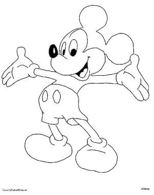 Раскраски Раскраска Микки маус очень счастлив Диснеевские раскраски, Download print coloring page