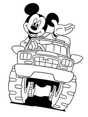 Раскраски Coloring page Mickey mouse car Disney coloring pages, Download print coloring page