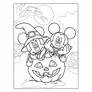 Раскраска Микки Маус в тыкве