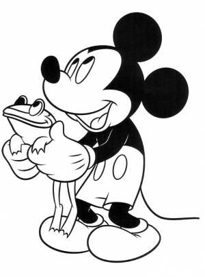Раскраска Микки маус и лягушка
