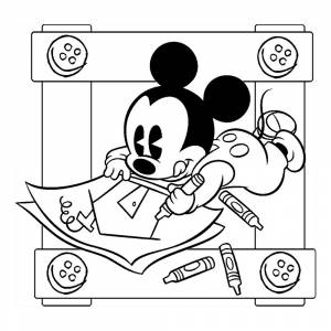 Раскраска Микки Маус рисует картинки