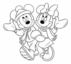 Раскраска Микки Маус и Минни гуляют