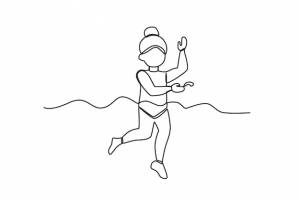 Девушка любит плавать на пляже плавание на пляже однострочный рисунок