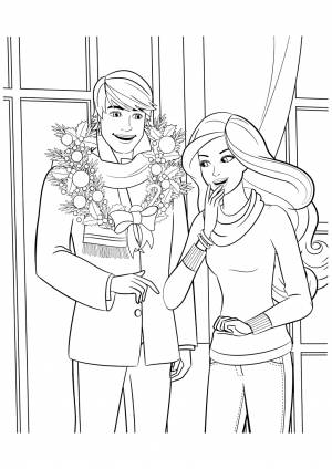 Раскраска «Барби и новогодний Кен»