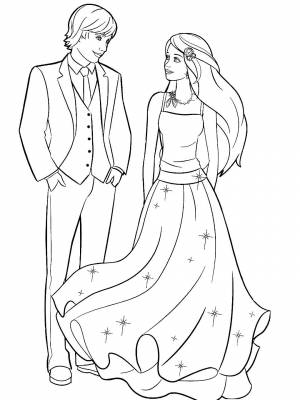 Раскраска Барби и Кен   в формате