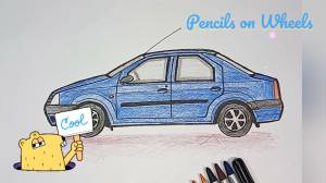 How to draw a Renault Logan car 2009 Draw a car with pencils Simply
