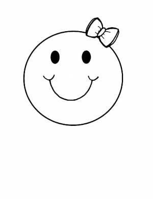 Раскраски Раскраска Смайлик с бантиком смайлики мультики