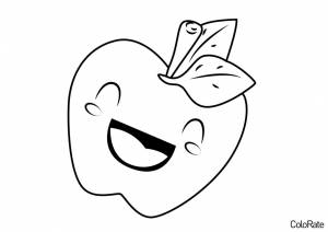 Раскраска Веселое мультяшное яблоко