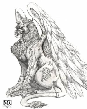 Griffin tattoo, Mythical creatures art, Griffin drawing