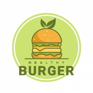 Шаблон логотипа здорового гамбургера
