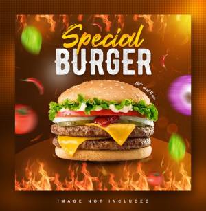 Шаблон оформления публикации в социальных сетях меню бургеров