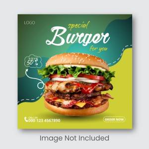 Супер специальный шаблон дизайна поста в социальных сетях для гамбургеров