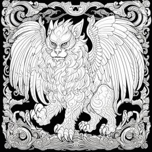 Черно-белый рисунок грифа с большим генеративным аи
