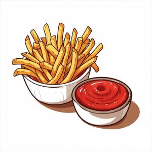 Картофель фри вкусная быстрая уличная еда в красной бумажной коробке вектор