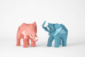 Большие низкополигональные слоны в двух версиях