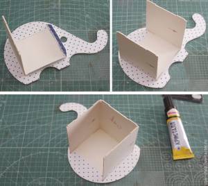 Мастерим из бумаги и картона подставку-органайзер «Слон» для планшета