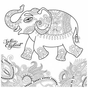 Оригинальный стзованный рисунок этнического индийского слона