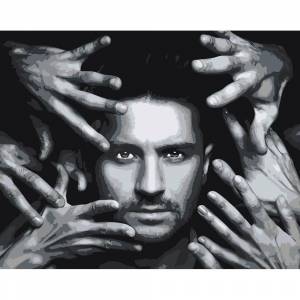 Картина по номерам ЖПН на холсте с подрамником Российский музыкант Сергей Лазарев 13 Раскраска 40х50 см, Знаменитости Портрет Люди Черно-белые