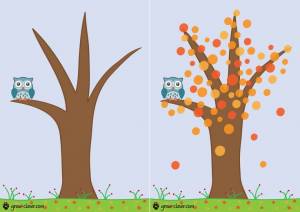 шаблон для рисования пальчиками, аппликации и лепки с детьми Осеннее дерево