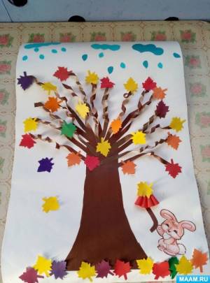 Мастер-класс «Объемная аппликация из бумаги «Осеннее дерево» для детей среднего возраста