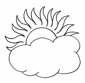 Раскраски Раскраска Солнышко выглядывает из тучки Контур облака