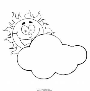 Раскраски Раскраска Яркое солнышко за облаком Контур облака