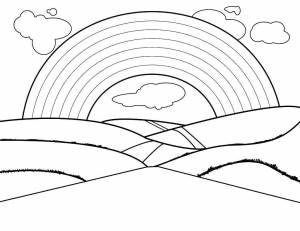 Раскраски Раскраска Радуга над холмами Контур радуги Контур облака