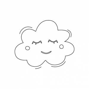 Симпатичное облако контурный рисунок облака с лицом и закрытыми ресницами
