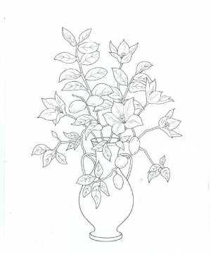 Ваза с листьями рисунок