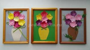 Аппликация для детей Букет цветов в вазе своими руками