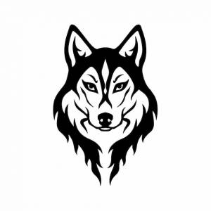 Логотип головы племенного волка тату дизайн трафарет векторные иллюстрации