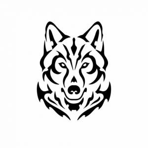 Племенной волк голова логотип дизайн татуировки трафарет векторные иллюстрации