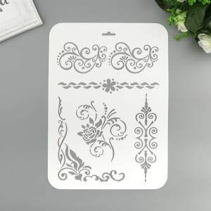 Трафарет для творчества Цветочные узоры 22х31 см, пластик