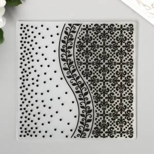 трафарет для эмбосирования пластик Узоры, горошек и растительная ветвь 15х15 см, цены на Мегамаркет