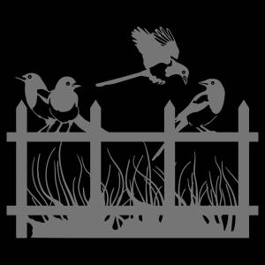 Трафарет Птицы у забора