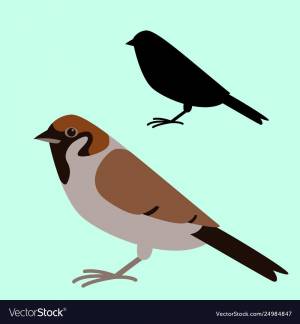 Трафарет воробья