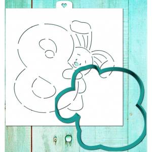 Вырубка для пряников и трафарет Зайка 8 марта