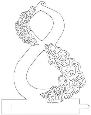 Шаблон для вырезания «Открытка на 8 марта»