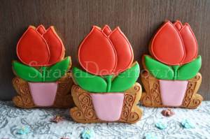 Пряники на 8 марта цветок в горшочке, пошагово с фото