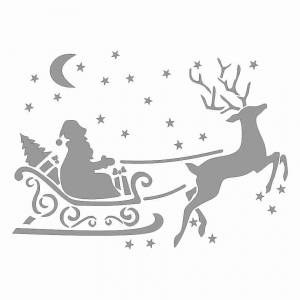 Трафарет Дед Мороз Олени 003