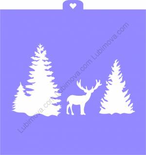 Трафарет Олень в лесу 
