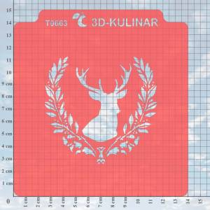 Трафарет  Новогодний олень и венок