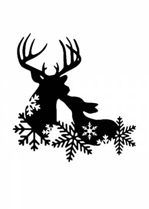 Трафареты Новогодних оленей для вырезания из бумаги