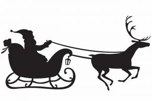 Трафарет новогодний олень с санями