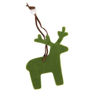 Украшение на елку Олень; 9х9х0,3см; фетр; шелкография с логотипом, цвет зеленый, материал шерсть