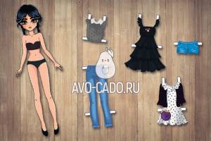 Бумажная кукла уэнсдей с одеждой